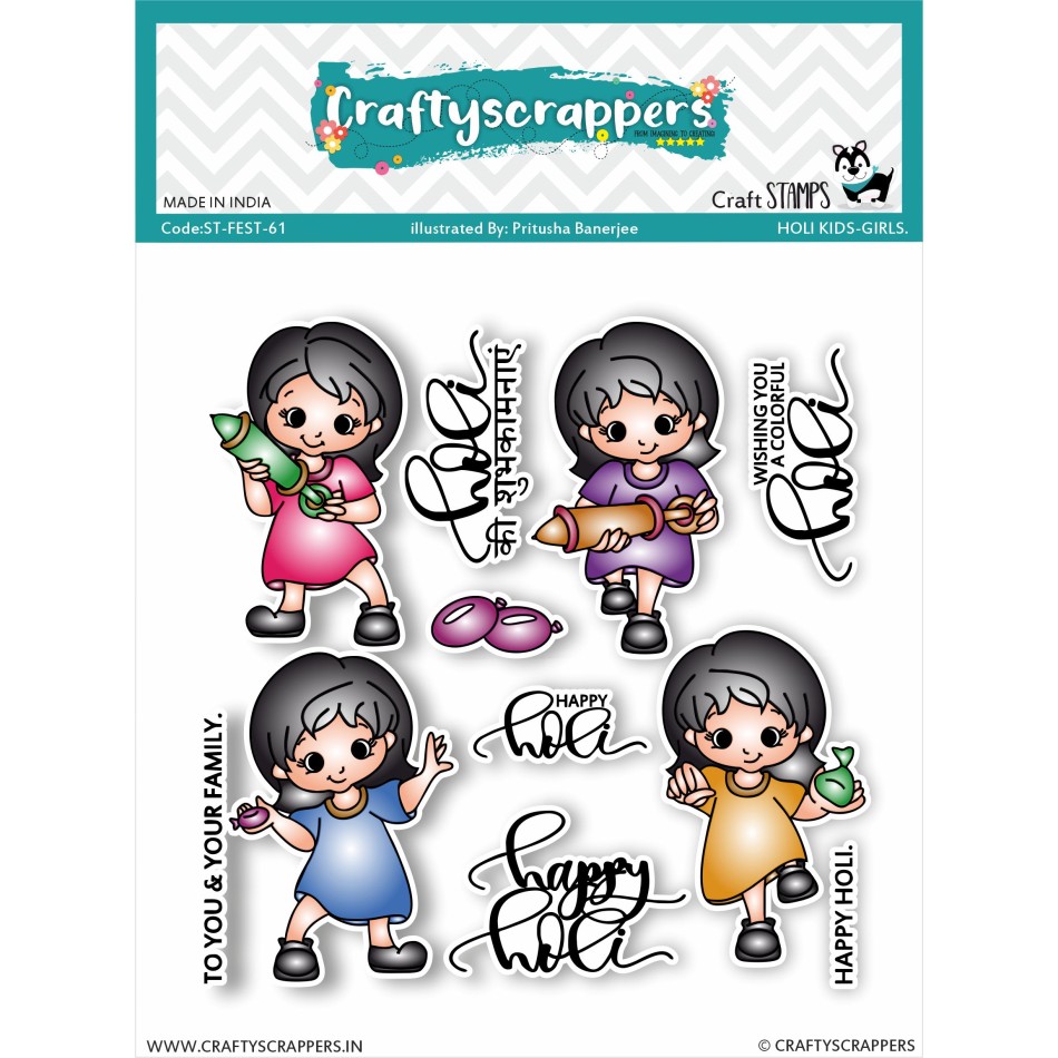 Craftyscrappers Stamps- HOLI KIDS-GIRLS